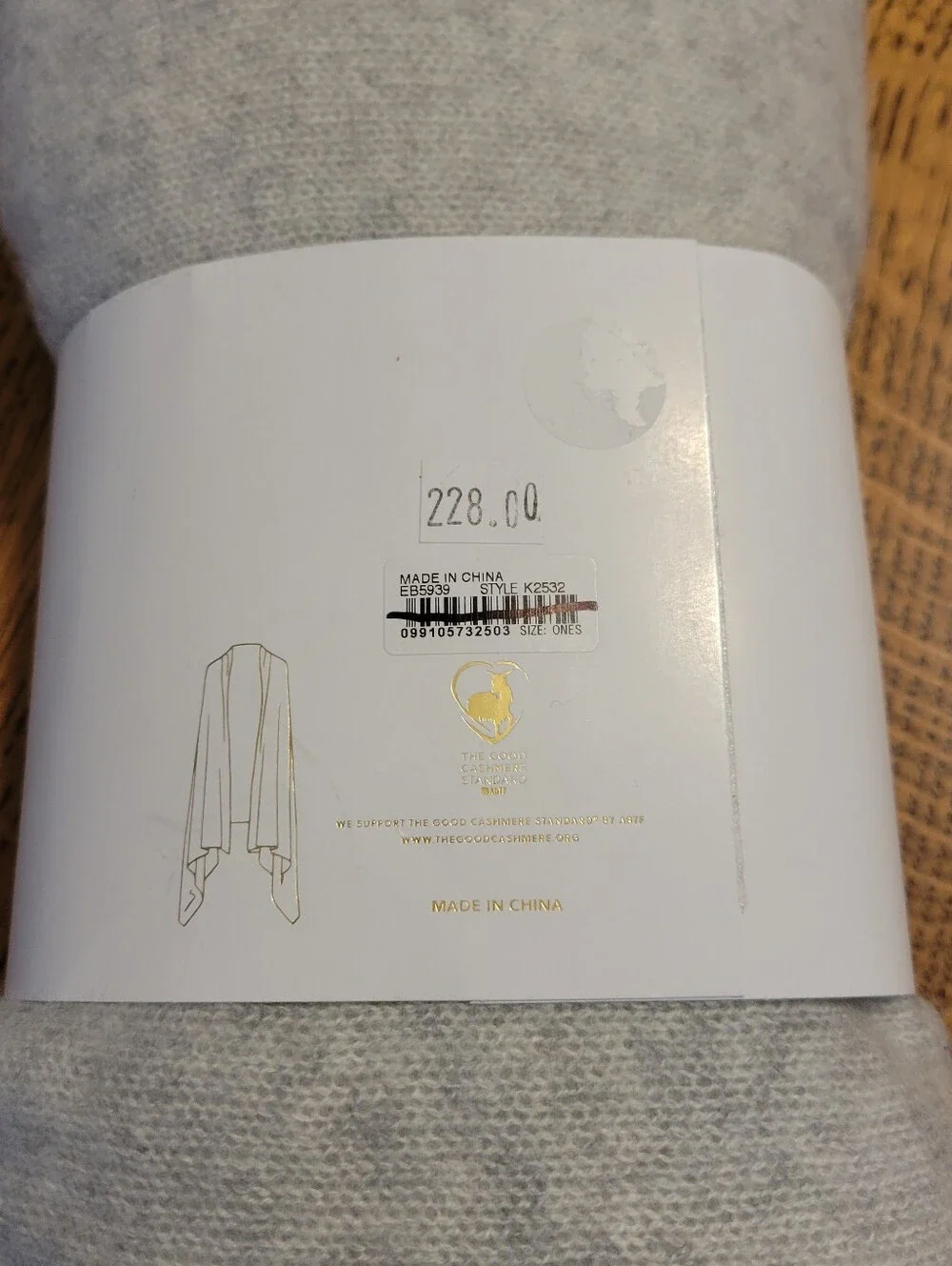 J. Crew 100% Cashmere Oversized Wrap - Light heather grey